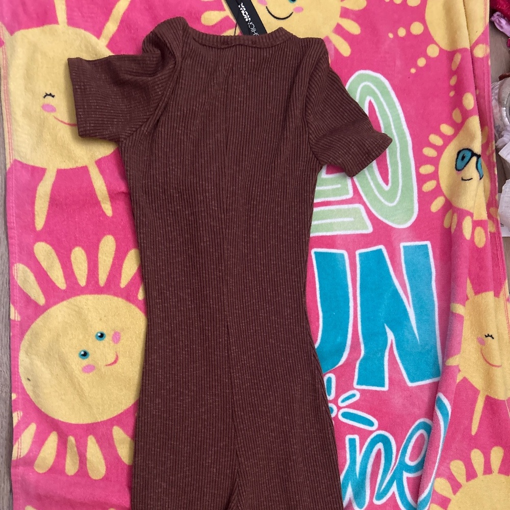 Brown romper with zip back